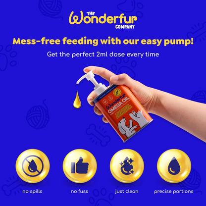 Wonderfur Super Omega Oil 250ml bottle with pump dispenser