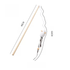 Measurement specifications for the white plush mouse interactive cat toy, featuring a 40cm wooden stick and a 63cm elastic cord designed to give your cat a high-energy workout.