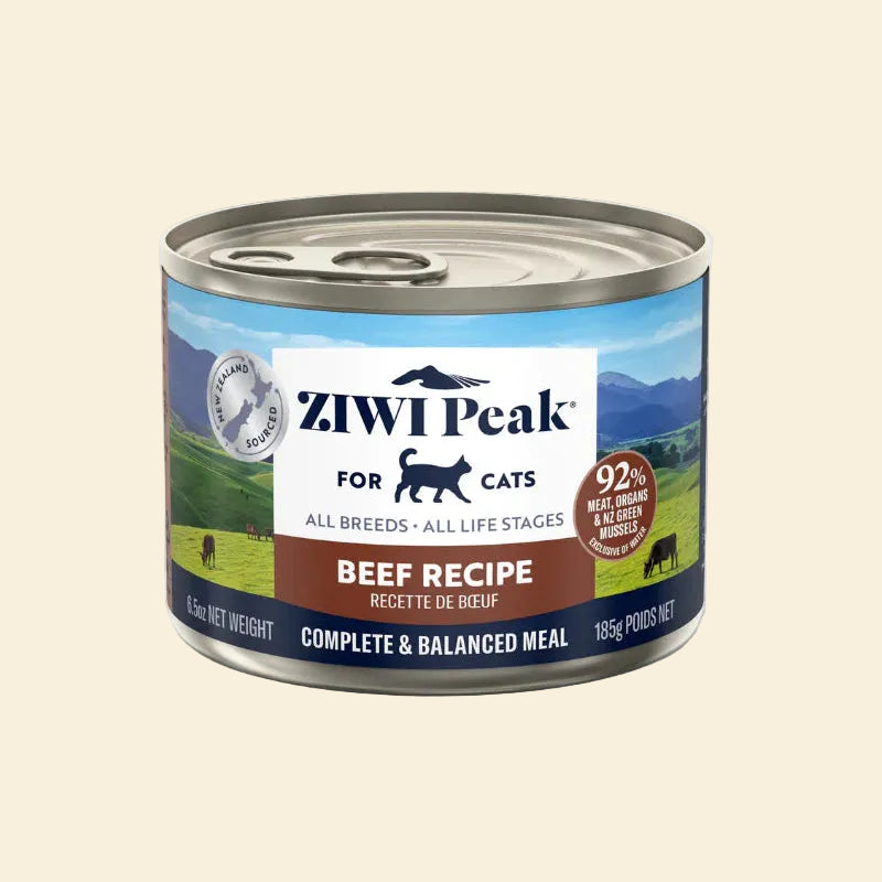 ZIWI Peak Canned Cat Food, Beef Recipe, 185g front view