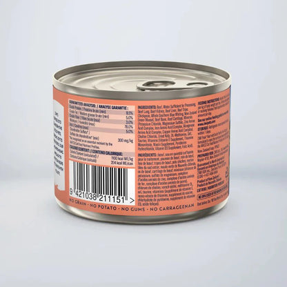 ZIWI Peak Canned Cat Food, Beef with South Pacific Fish Recipe, back view displaying barcode and nutritional panel